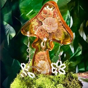 Handmade Beaded Bee and Flower Earrings